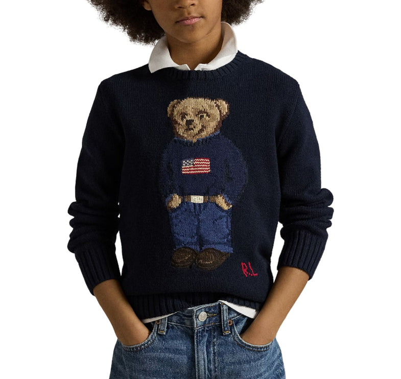 Polo Ralph Lauren Boy's Polo Bear Cotton Sweater Hunter Navy