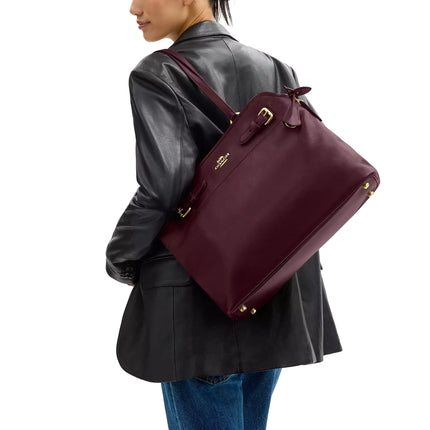 Coach Women's Easton Tote Bag Gold/Dark Wine