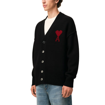 AMI Alexandre Mattiussi Unisex Ami de Coeur Wool Cardigan Black