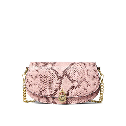 Michael Kors Women's Mila Small Snake Embossed Crossbody Bag Powder Blush