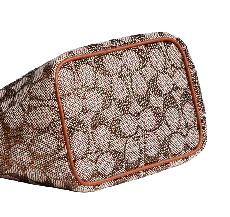 Coach Women's Kisslock Frame Bag 16 In Crystal Signature Jacquard Brass/Burnished Amber