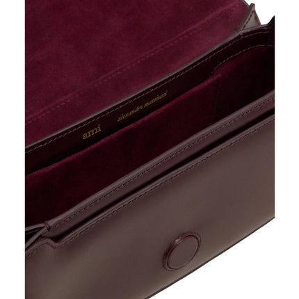AMI Alexandre Mattiussi Leather Paris Paris Shoulder Bag Burgundy