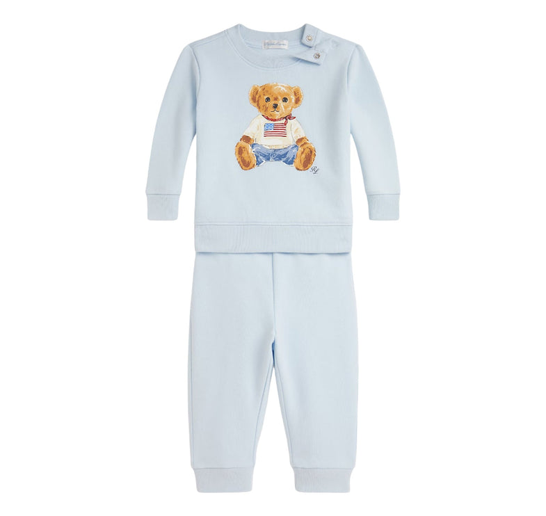 Polo Ralph Lauren Baby Polo Bear Fleece Sweatshirt & Pant Set Beryl Blue