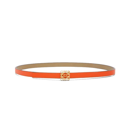 Loewe Women's Reversible Anagram Cube Belt in Smooth Calfskin Clay Green/Vivid Orange/Gold