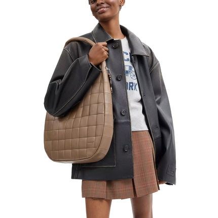 Coach Women's Alter/Ego Large Crescent Shoulder Bag In Upcrafted Leather Dark Stone
