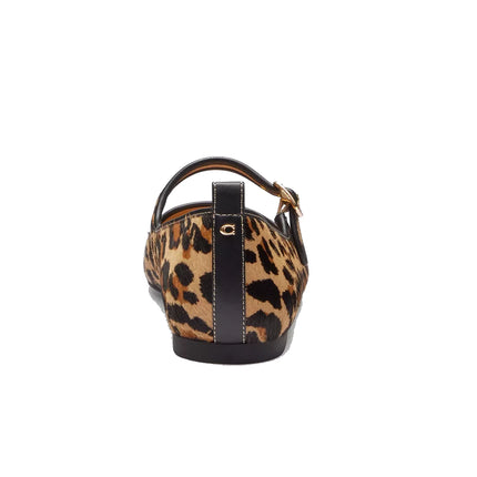 Coach Women's C Rivet Mary Jane With Leopard Print Tan/Black