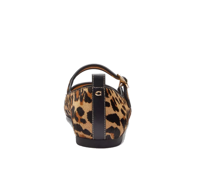 Coach Women's C Rivet Mary Jane With Leopard Print Tan/Black