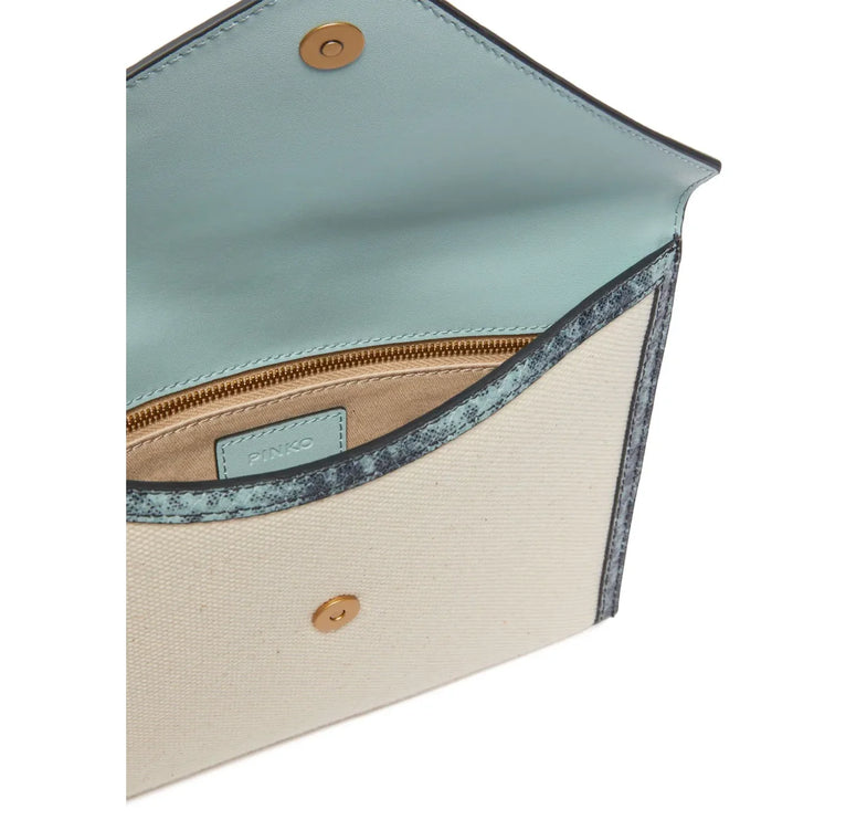 Pinko Women's Canvas Handbag With Printed Leather Trim Multi