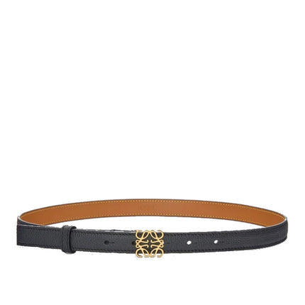 Loewe Women's Anagram Belt in Pebble Grain Calfskin Black/Gold