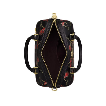 Coach Women's Rowan Satchel Bag With Cherry Print Gold/Black Multi