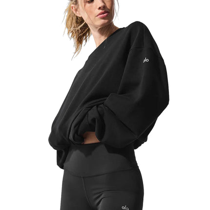 alo Women's Chill Crew Neck Pullover Black