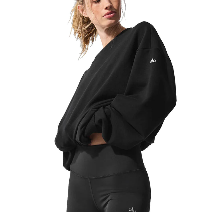 alo Women's Chill Crew Neck Pullover Black