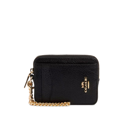 Coach Women's Zip Card Case Gold/Black