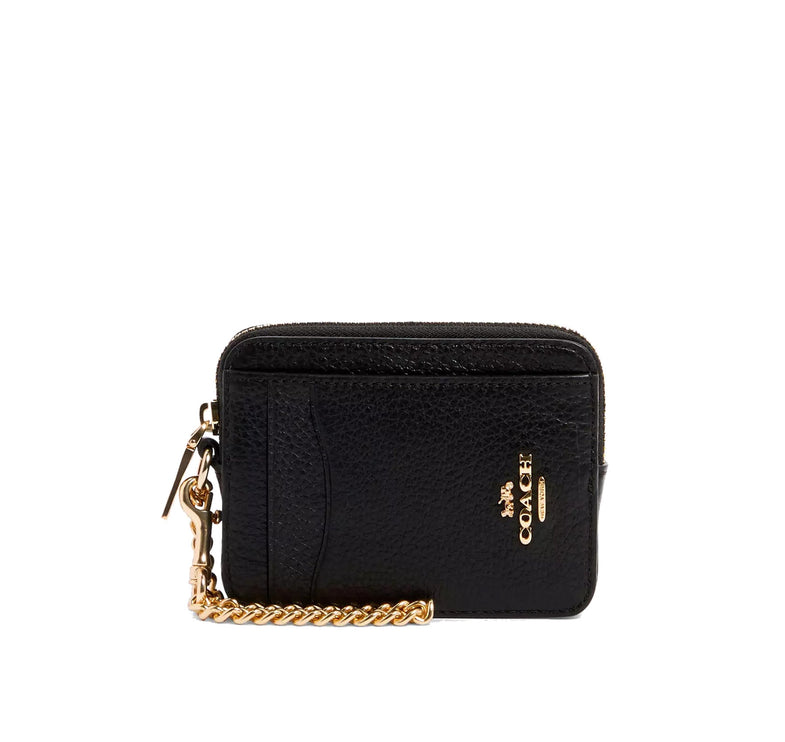 Coach Women's Zip Card Case Gold/Black