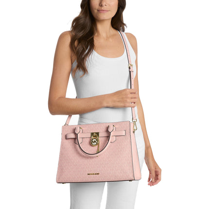 Michael Kors Women's Hamilton Medium Signature Logo Satchel Powder Blush