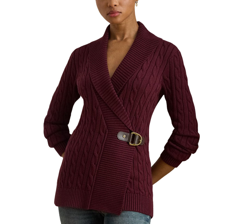Polo Ralph Lauren Women's Buckle-Trim Cotton Sweater Dark Garnet