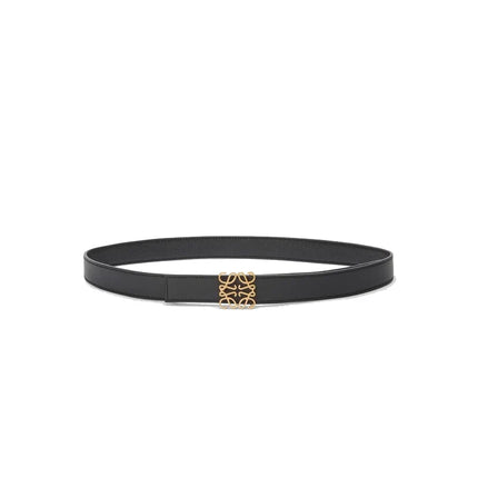 Loewe Women's Reversible Anagram Belt in Supple Grained Calfskin Black/Gold