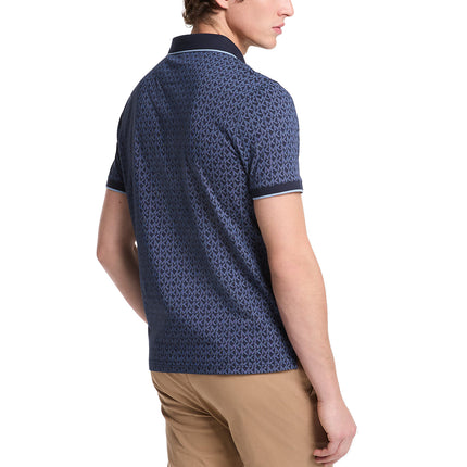 Michael Kors Men's Greenwich Signature Logo Print Cotton Polo Shirt Midnight