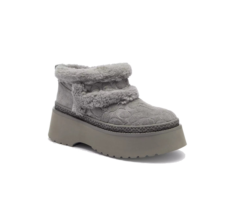 Coach Women's Christina Bootie In Signature Suede Charcoal