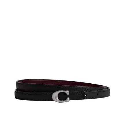 Coach Women's Sculpted Signature Buckle Reversible Belt, 13 Mm Silver/Black Merlot