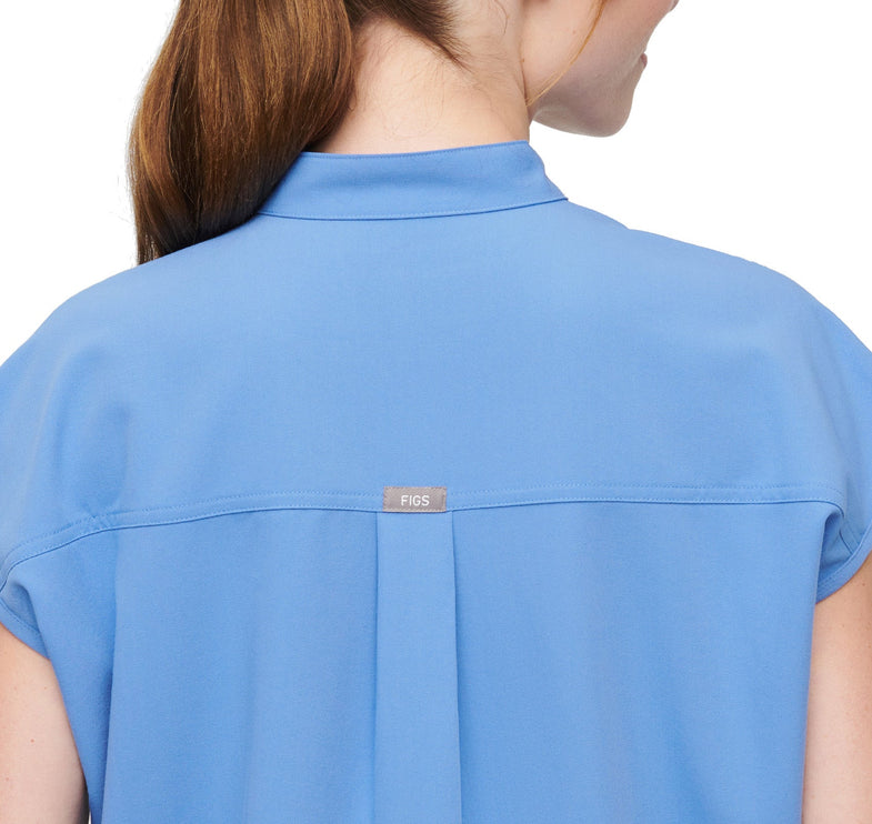 FIGS Women's Rafaela Oversized Scrub Top Ceil Blue