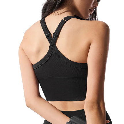 alo Women's Seamless Ribbed Favorite Bra Tank Black
