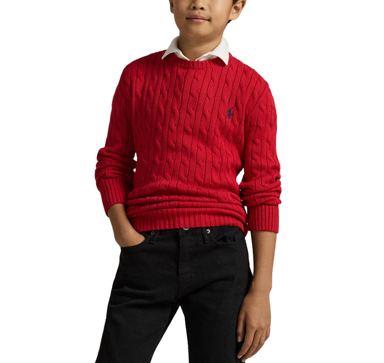 Polo Ralph Lauren Boy's Cable-Knit Cotton Sweater RL 2000 Red