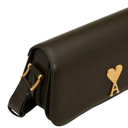 AMI Alexandre Mattiussi Leather Paris Paris Shoulder Bag Black Olive