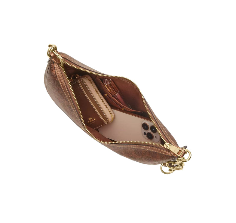 Coach Women's Aria Shoulder Bag In Signature Canvas Gold/Brown/Copper