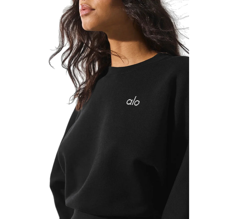 alo Women's Cropped Accolade Crewneck Black