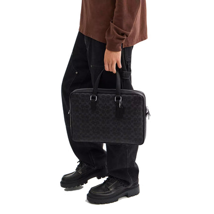Coach Unisex Caden Brief Bag In Signature Canvas Black