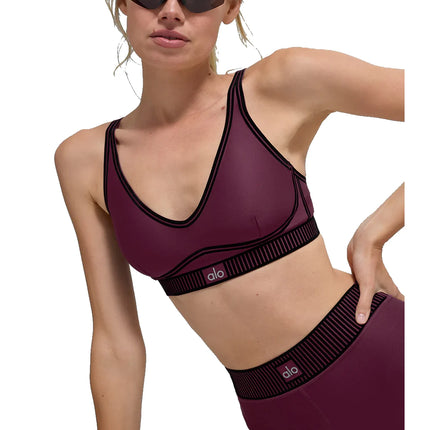 alo Women's Airlift Line Up Bra Burgundy