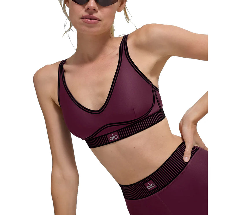 alo Women's Airlift Line Up Bra Burgundy