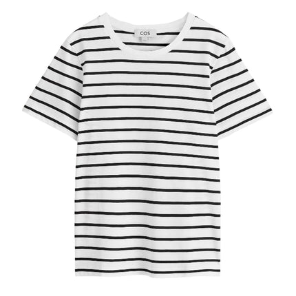 COS Women's Crew-Neck Cotton T-Shirt White/Striped
