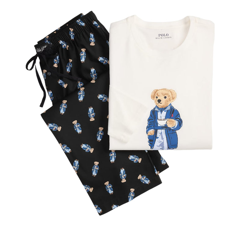 Polo Ralph Lauren Men's Polo Bear Cotton Sleep Set White/Black