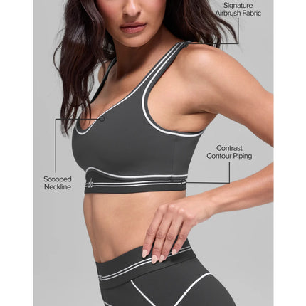 alo Women's Airbrush Heart Throb Bra Anthracite/White