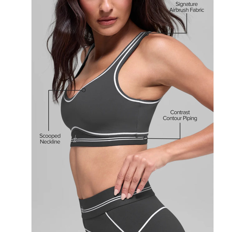 alo Women's Airbrush Heart Throb Bra Anthracite/White