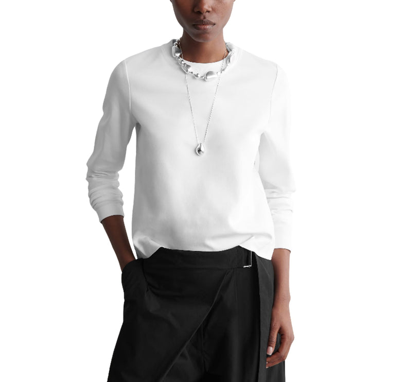 COS Women's Clean Cut Regular Long Sleeved T-Shirt White