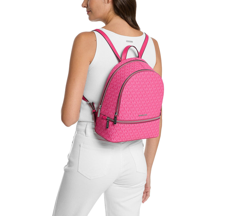 Michael Kors Women's Rhea Medium Signature Logo Backpack Dragonfruit