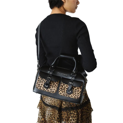 Dr. Martens Leopard Print Hair On Top Handle Bag Black/Tan