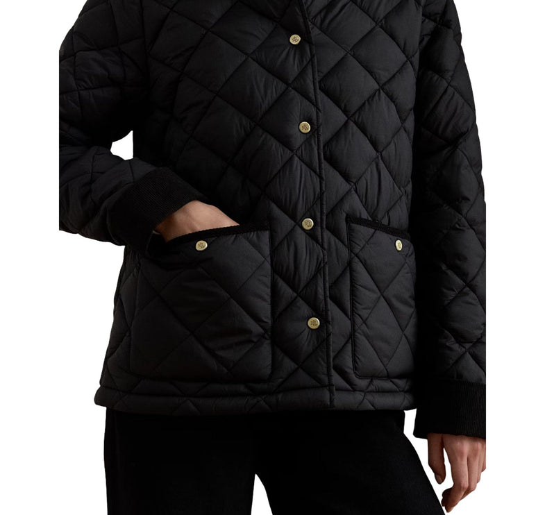 Polo Ralph Lauren Women's Corduroy-Trim Quilted Barn Jacket Black