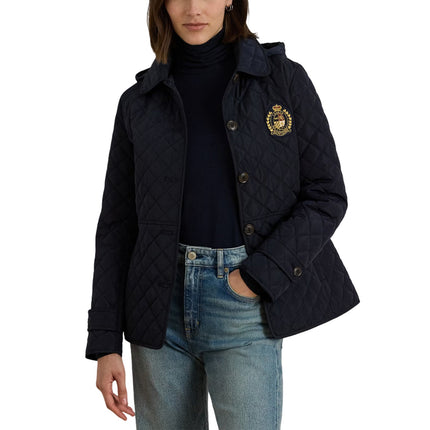 Polo Ralph Lauren Women's Crest-Patch Quilted Hooded Jacket Dark Navy