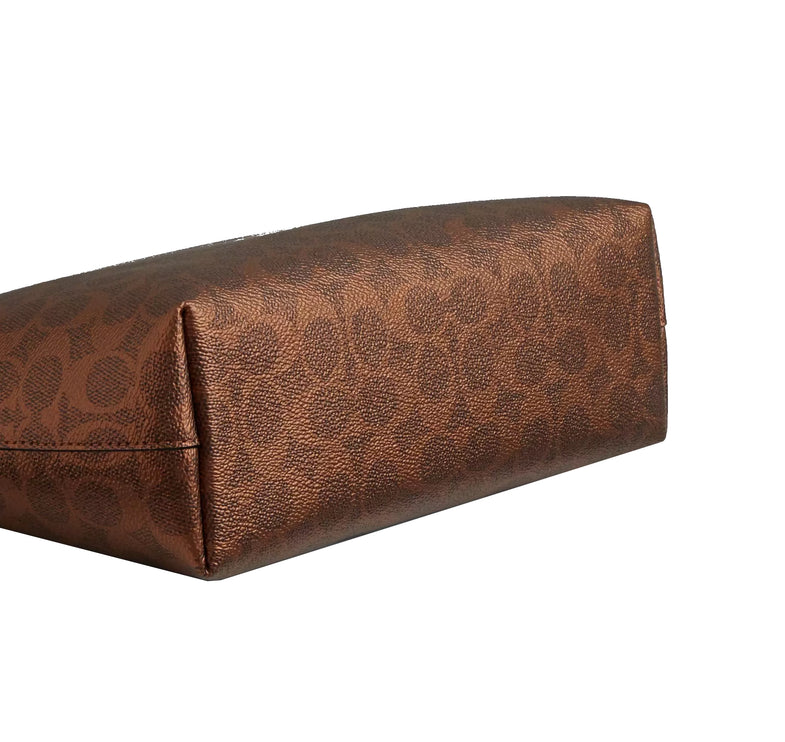 Coach Women's Fiona Zip Tote Bag In Signature Canvas Gold/Brown/Copper