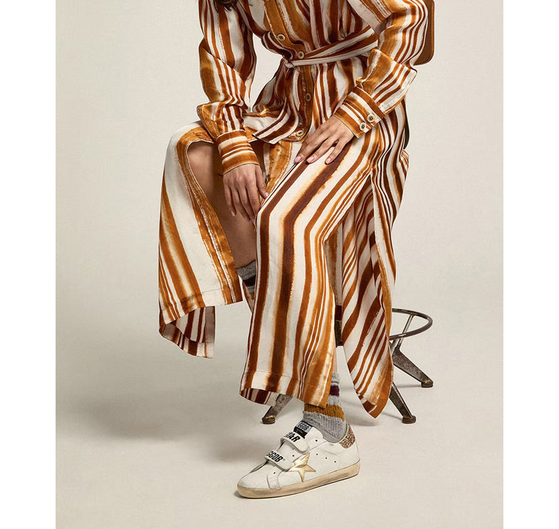 Golden Goose Women's Old School with Gold Star and Gold Glitter