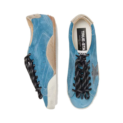 Golden Goose Women's True Star in Teal Suede with Black Star and Cream