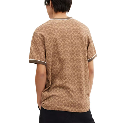 Coach Unisex Disney X Coach Signature Mickey Mouse T Shirt Tan Signature