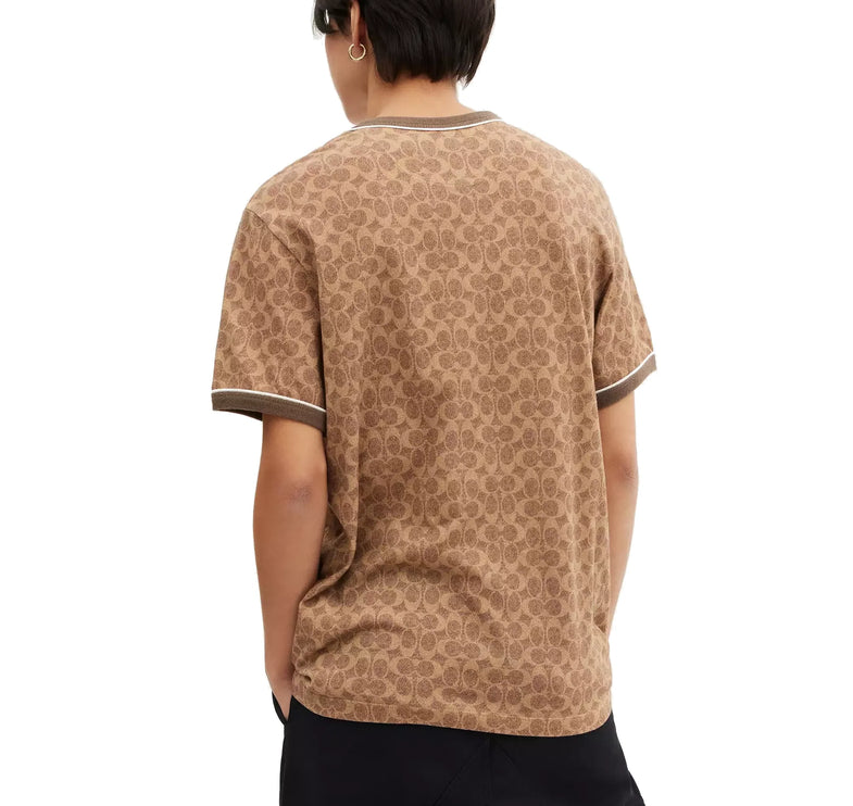 Coach Unisex Disney X Coach Signature Mickey Mouse T Shirt Tan Signature