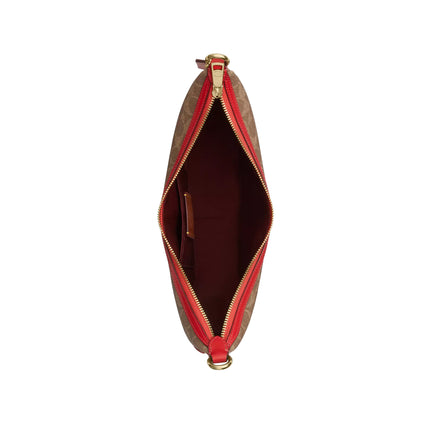 Coach Women's Aria Shoulder Bag In Signature Canvas Gold/Tan/Carnation