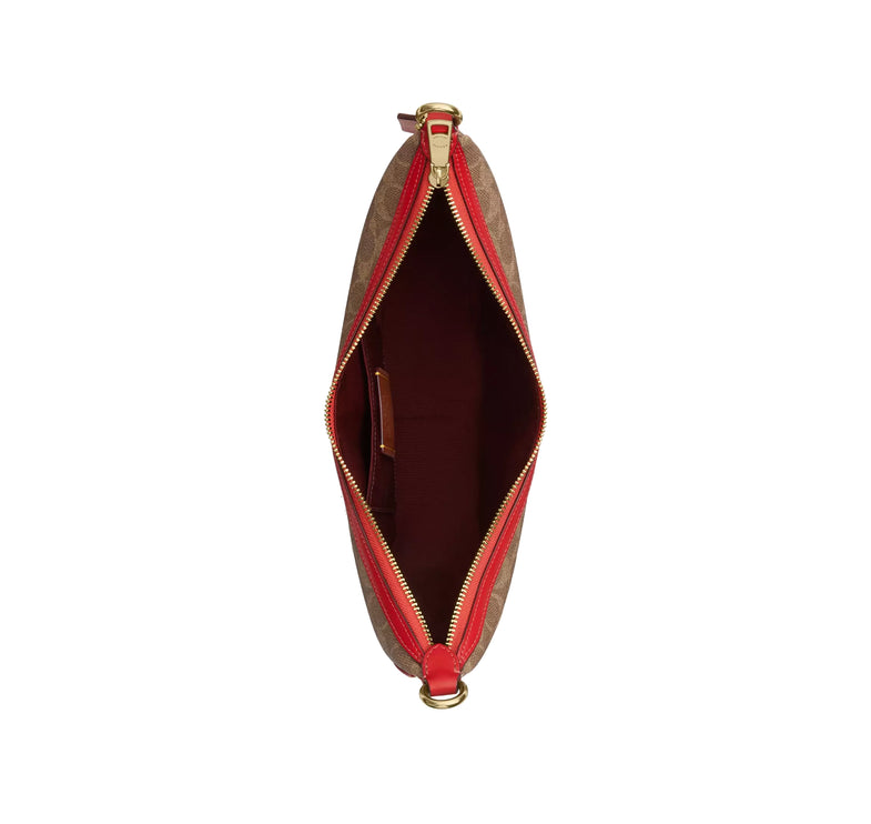 Coach Women's Aria Shoulder Bag In Signature Canvas Gold/Tan/Carnation