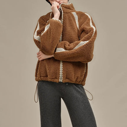UGG Women's Nikia Crochet UGGfluff Jacket Chestnut